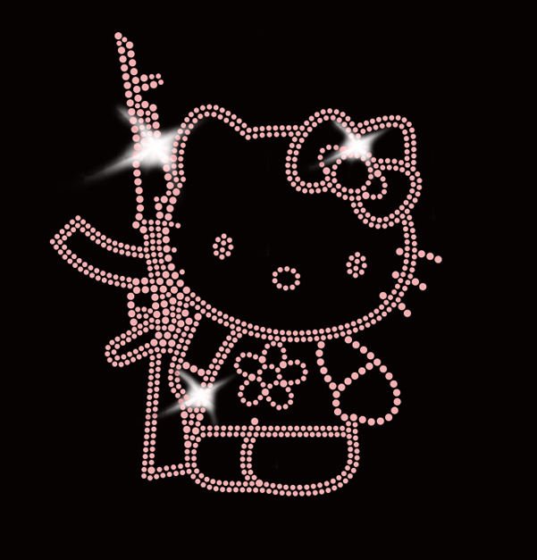 Wholesale Custom Hello Kitty Rhinestone Transfers for T-Shirts