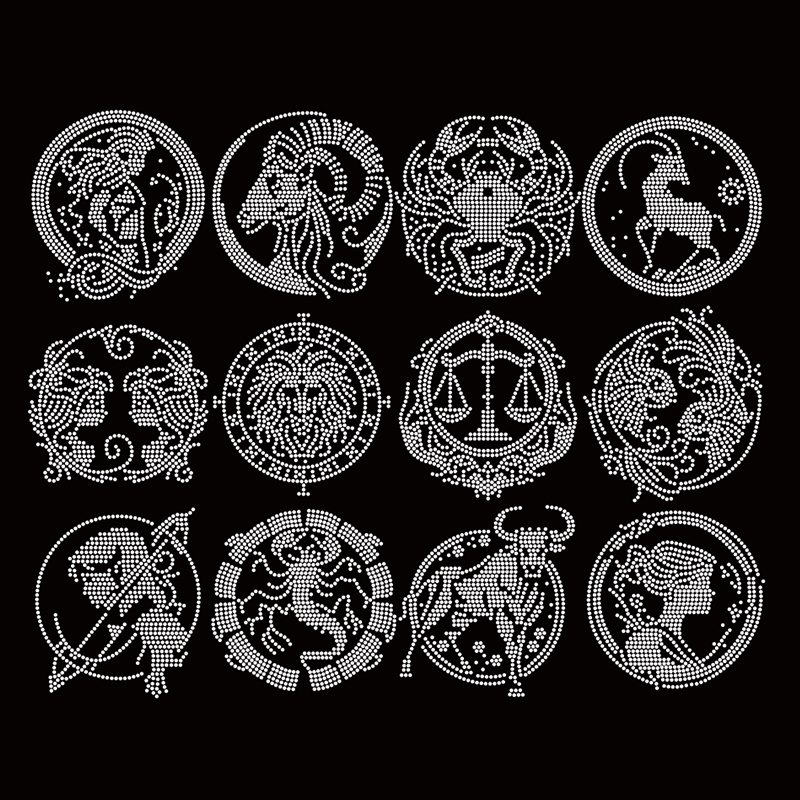 rhinestone Wholesale Custom Zodiac sign Rhinestone Transfers for T-Shirts