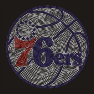 Custom NBA Team Logo Rhinestone Design 76ers Heat TRansfer