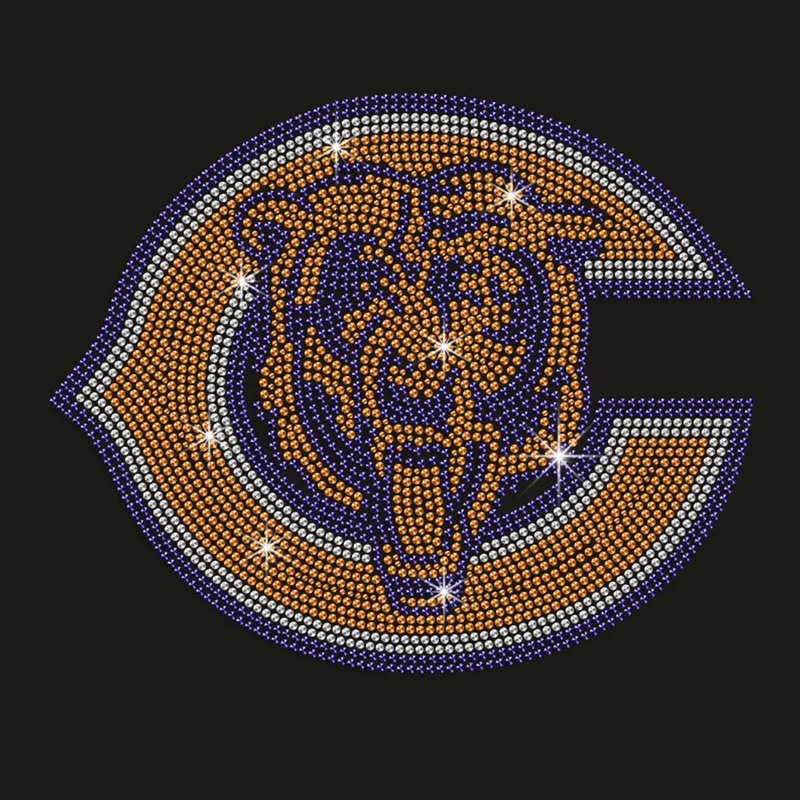 bear High Quality Wholesale Chicago Bears Rhinestone Transfer for Garment