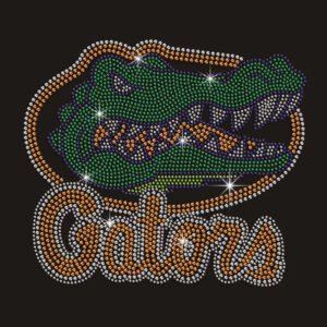 Bling Crytal Crocodile Team Logo Design Rhinestone Heat Transfer for Shirts