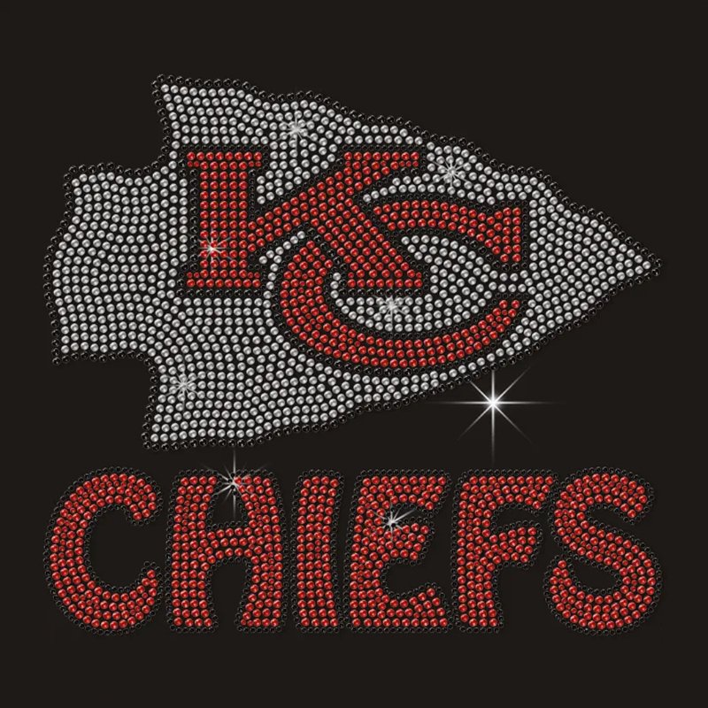 Factory Direct Selling Shiny NFL Kansas City Chiefs Hotfix Rhinestone Transfer Design
