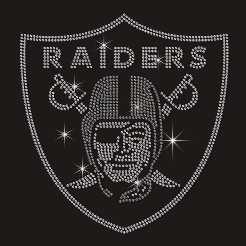Shining Custom Raiders NFL Team Logo Rhinestone Heat Transfer