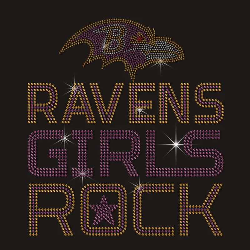 Wholesale Custom Ravens Team Logo Hotfix Rhinestone Transfers
