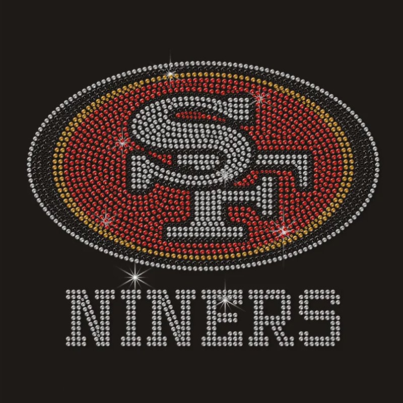 Bling Crystal Niners Rhinestone Heat Transfer Hotfix Design for T-shirt