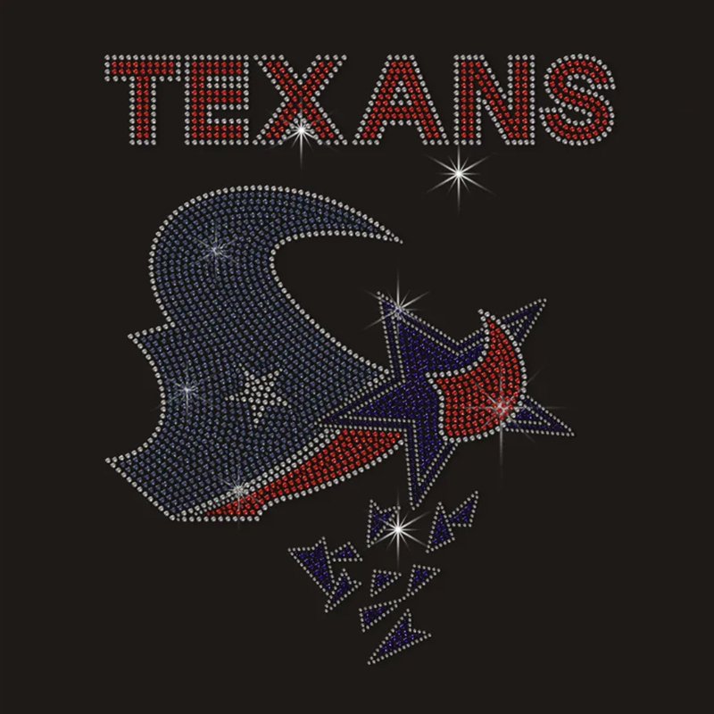 Hotfix Bling Texans Rhinestone Heat Transfers for Hoodies