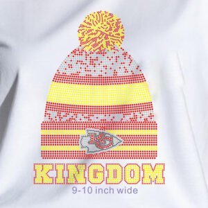 Shining Red & Yellow Knit Beanie Rhinestone Transfer with NFL Team Logo Custom Hotfix for Sports Apparel
