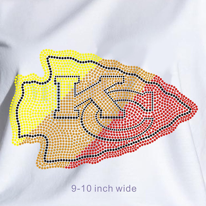 Sparkling Crystal NFL Kansas City Chiefs Arrowhead Logo Rhinestone Transfer, Custom Hotfix for Apparel & Fan Gear