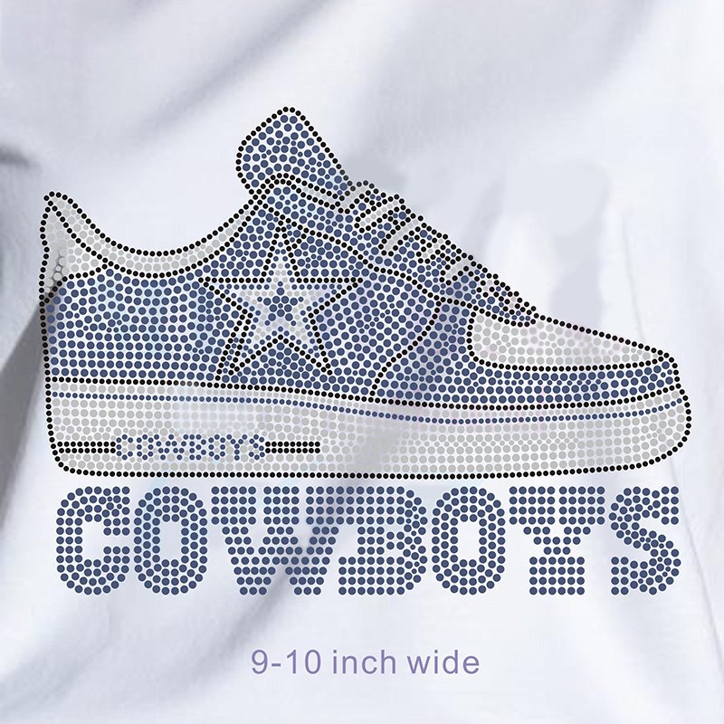Trendy Rhinestone NFL Dallas Cowboys Sneaker Graphic Transfer, Custom Hotfix for Streetwear & Team Spirit Apparel