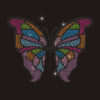 Colorful Butterfly Rhinestone Heat Transfer Bling Crystal Hotfix Iron On Patch for Clothing