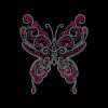 Pink White Swirl Rhinestone Butterfly Heat Transfer, Bling Crystal Hotfix Iron On Patch For Clothing DIY Decoration