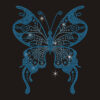 Blue Swirl Rhinestone Butterfly Heat Transfer, Sparkly Crystal Hotfix Iron On Patch For Garment DIY Decoration
