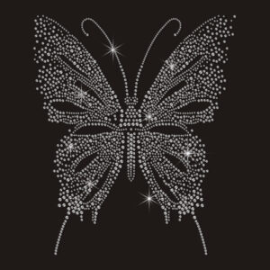 Clear Silver Rhinestone Butterfly Heat Transfer, Sparkly Crystal Hotfix Iron On Patch For Garment DIY Decoration