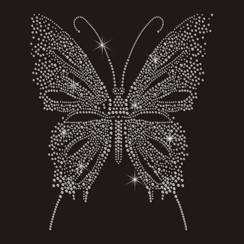Clear Silver Rhinestone Butterfly Heat Transfer, Sparkly Crystal Hotfix Iron On Patch For Garment DIY Decoration