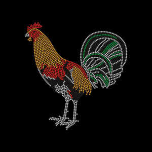 Colorful Rooster Rhinestone Heat Transfer Design Colorful Rooster Rhinestone Heat Transfer, Sparkly Multi Color Crystal Hotfix Iron On Patch For Garment DIY Decoration