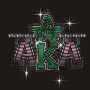 Alpha Kappa Alpha Star Ivy Leaf Rhinestone Heat Transfer, Pink Green Greek Sorority Crystal Hotfix Iron On Patch For Garment DIY Decoration