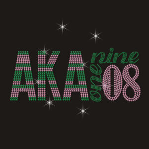 Alpha Kappa Alpha Nine 1908 Rhinestone Heat Transfer, Pink Green Greek Sorority Crystal Hotfix Iron On Patch For Garment DIY Decoration