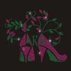 Alpha Kappa Alpha High Heels Ivy Leaf Rhinestone Heat Transfer, Pink Green Greek Sorority Crystal Hotfix Iron On Patch For Garment DIY Decoration