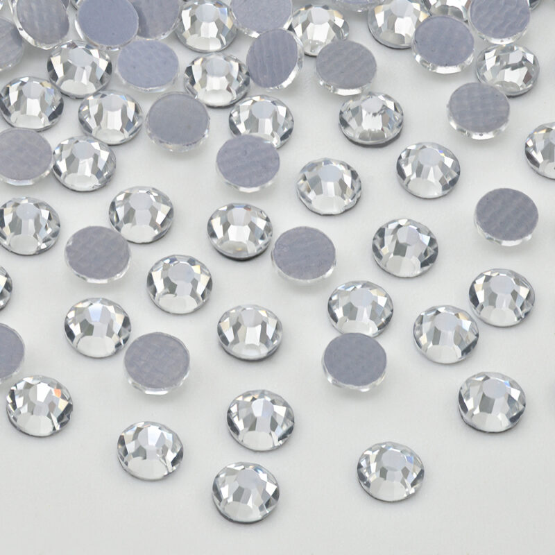 Crystal Clear Flat Back Hotfix Rhinestones 12 Facets for Garment Decoration